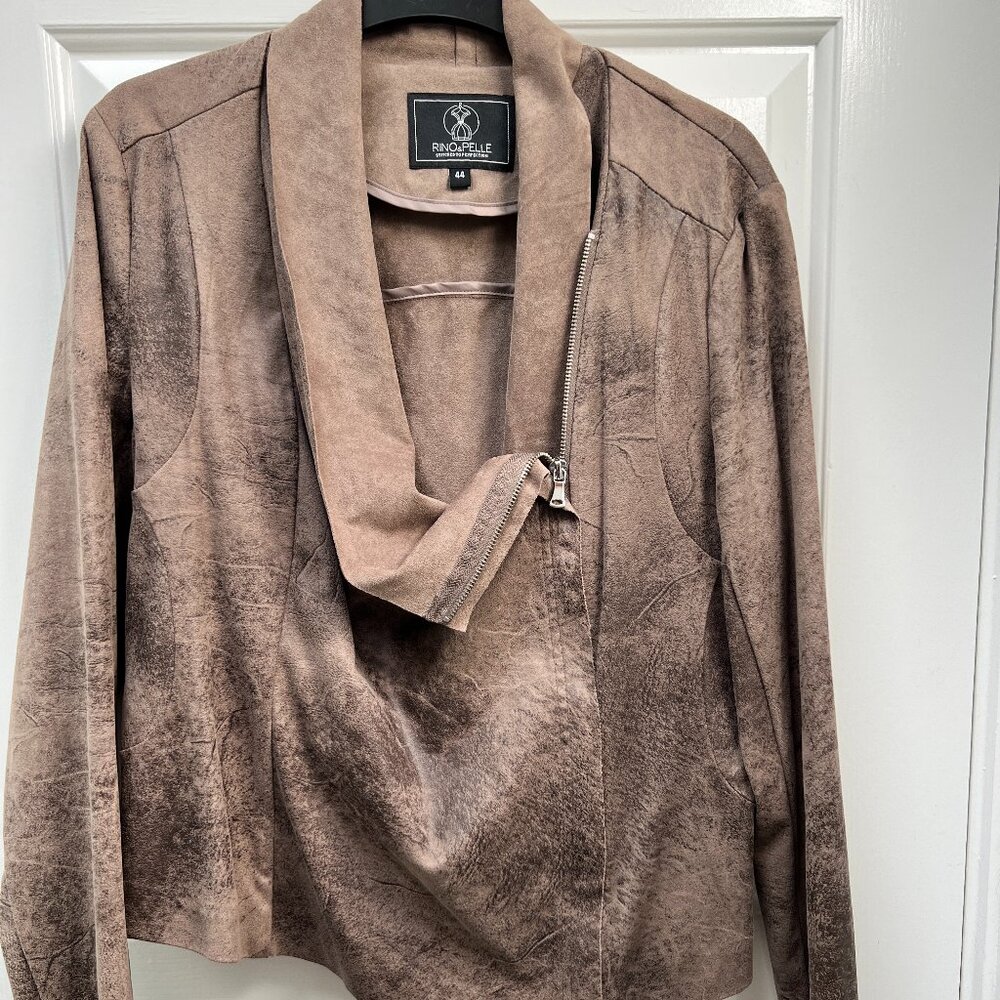 Taupe Distressed Vegan leather jacket - Rino + Pelle